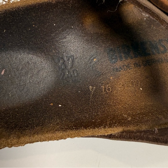 BIRKENSTOCK Mayari Slide Sandal Size 6 37 Brown Leather Adjustable Buckle Loop - Picture 9 of 10